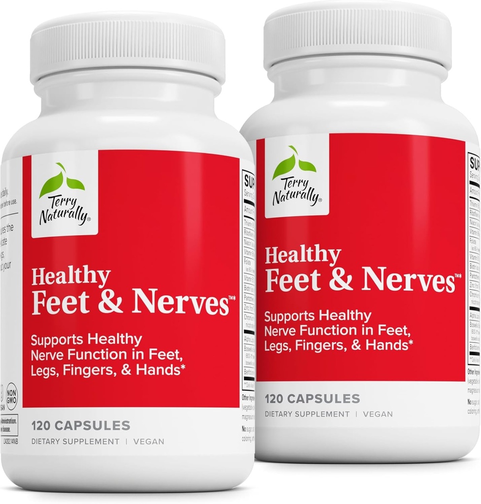 Terry Doğal Sağlıklı Ayaklar ve Sinirler - Biyoaktif Vitamin B12 ile Herbal Supplement - Circulation & Nerve Health Support Supplement - Boswellia Serrata ile Vegan Capsules - 120 Capsules (Pack of 2)