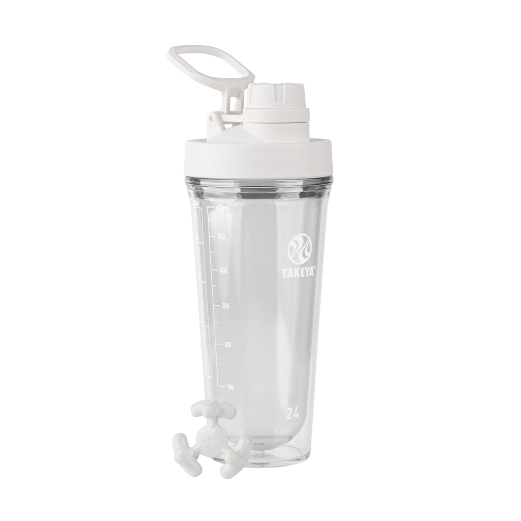 Takeya protein Shaker - BPA-Free Plastik Shaker Şişe Leak-Proof Spout Lid ile - Easy Sign Shaker for Gym & More - Dishwasher-Safe Reusable Shaker with Spout Lid - 24 oz, Cloud White