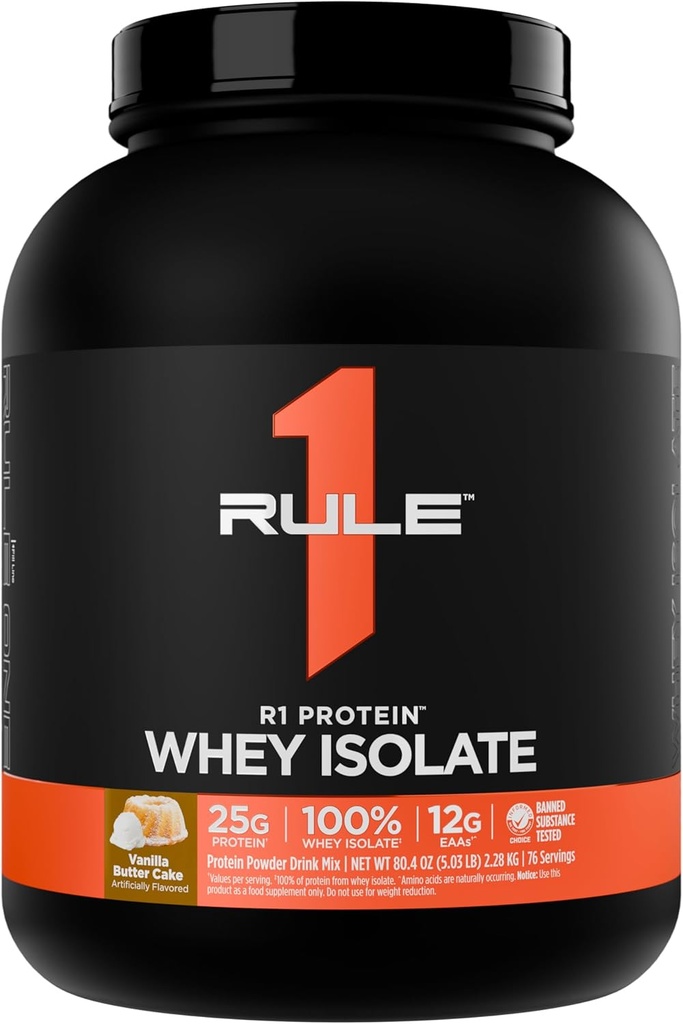 Kural 1 R1 Protein Whey Isolate - 25g protein & 6g BCAA, Workout Recovery (5 Pounds*, Vanilla Butter Kek) için izolasyonlu ve Hydrolyzed Kaynaklardan Özel olarak
