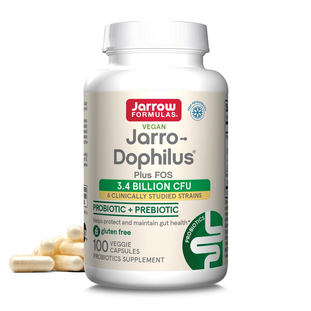 Jarrow Formulas Jarro-Dofilius + FOS - 100 Veggie Caps - Prebiyotik & Probiyotik - Beslenmesel Beneficial Bakterilere Destek - 100 Hizmete kadar