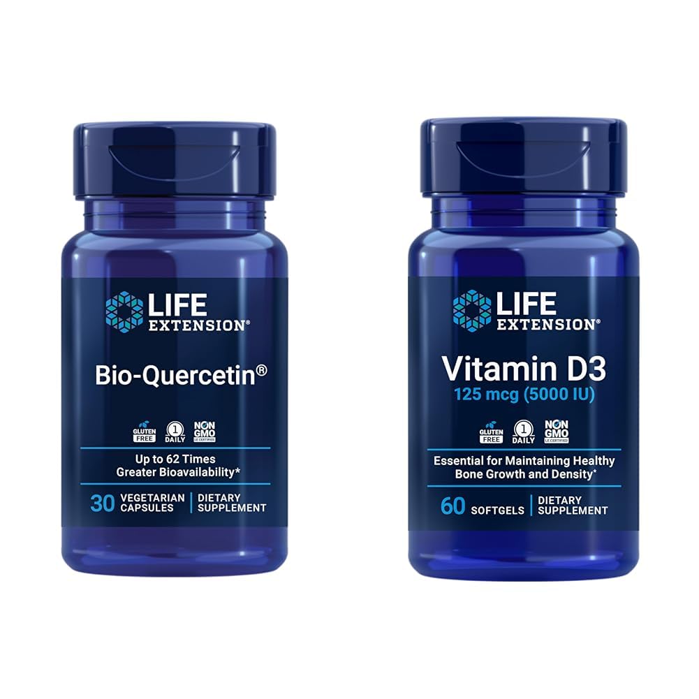 Life Extension Bio-Quercetin Immune & Heart Health Antioksi 30 Capsules + Vitamin D3 5000 IU 60 Softgels