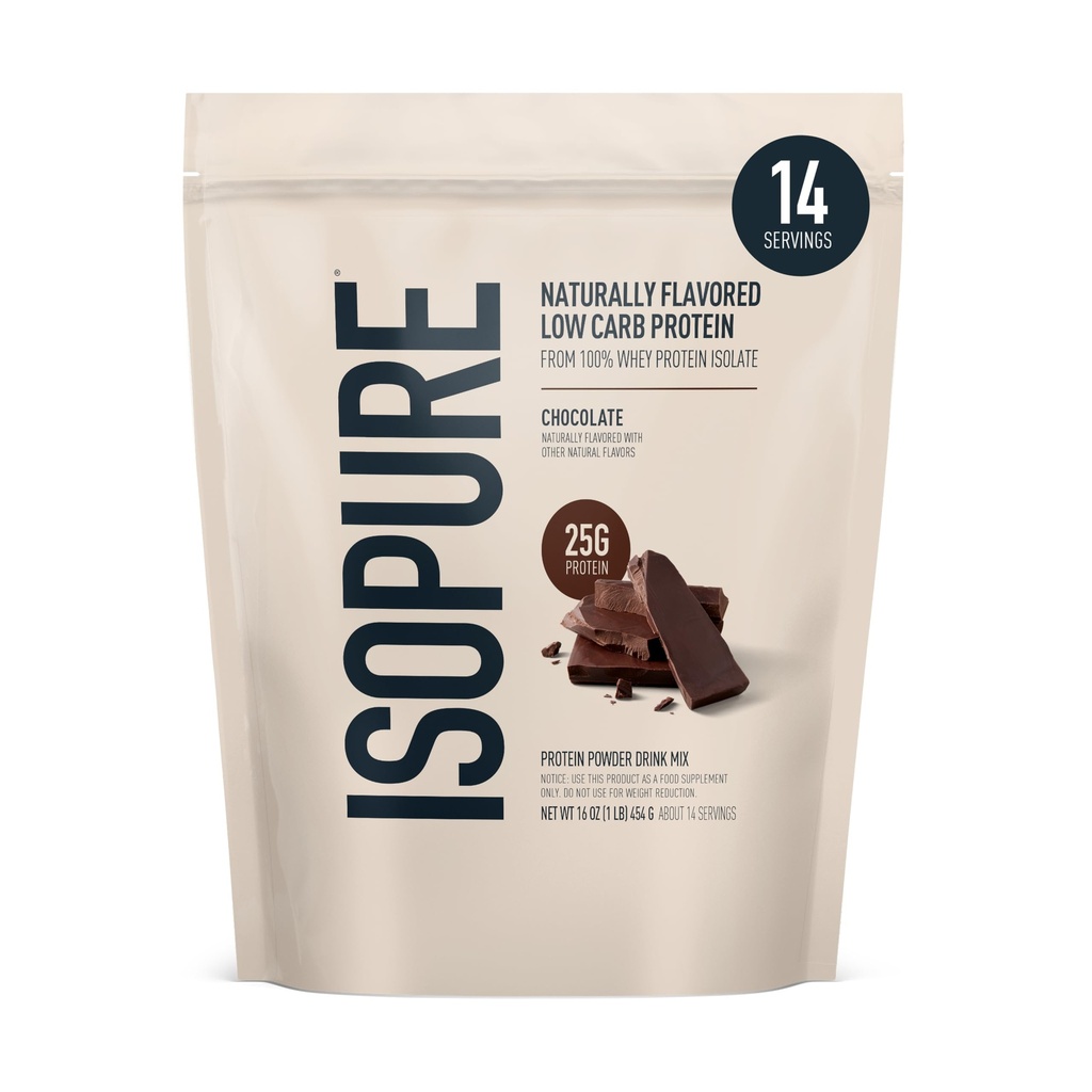 Isopure Low Carb 100% Pure Whey Isolate protein Toz, Lactose Free, Gluten Free, With Vitamins, Dark Chocolate, 25g Protein Per Hizmeti, 1 Lb, 14 Hizmet (Pazarlama May Vary)