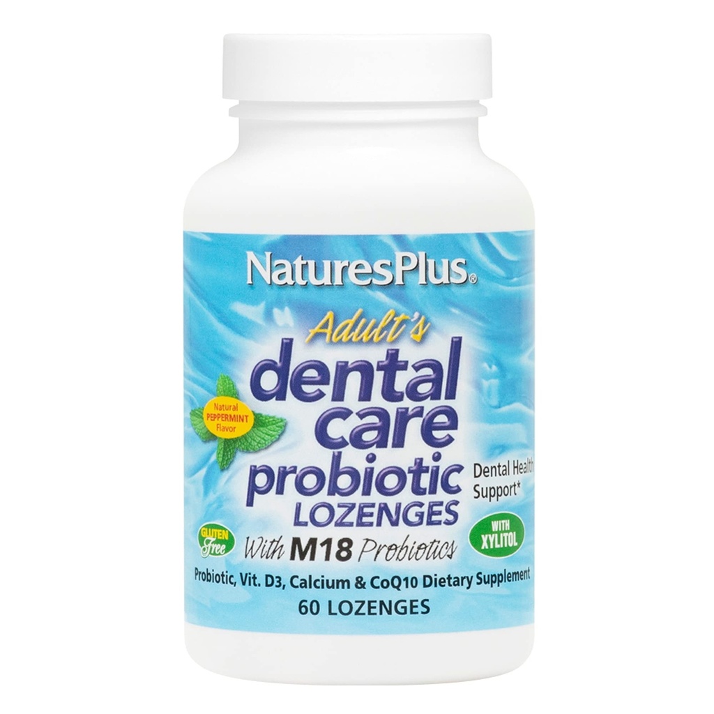 Natures Plus Yetişkinler Dental Care Probiyotik - Diş ve Gum Health için Tamam - Peppermint Flavor - 60 Vegetarian Lozenges (30 hizmet)