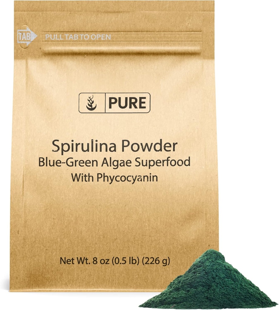 PURE ORIGINAL INGREDIENTS Spirulina Toz (8oz) Plant-Based Complete protein, Non-GMOINAL INGREDIENTS Spirulina Toz (8oz) Plant-Based Complete Protein, Non-GMOIN