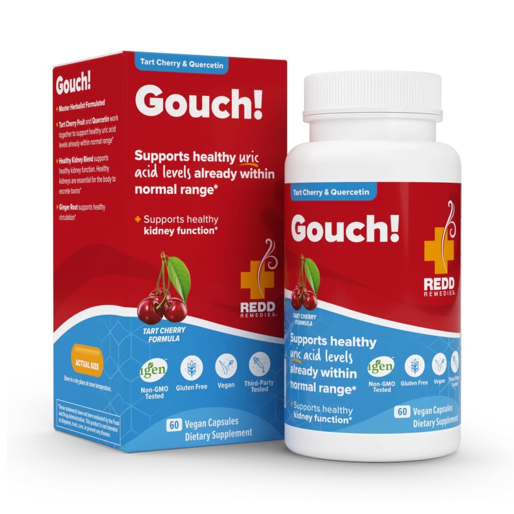 Redd Remedies, Gouch!, Ortaklar ve Uric Asit Seviyeleri için Tamam Destek, Sağlıklı Inflammatory Cevap, Tart Cherry & Quercetin, 60 Vegan Capsules