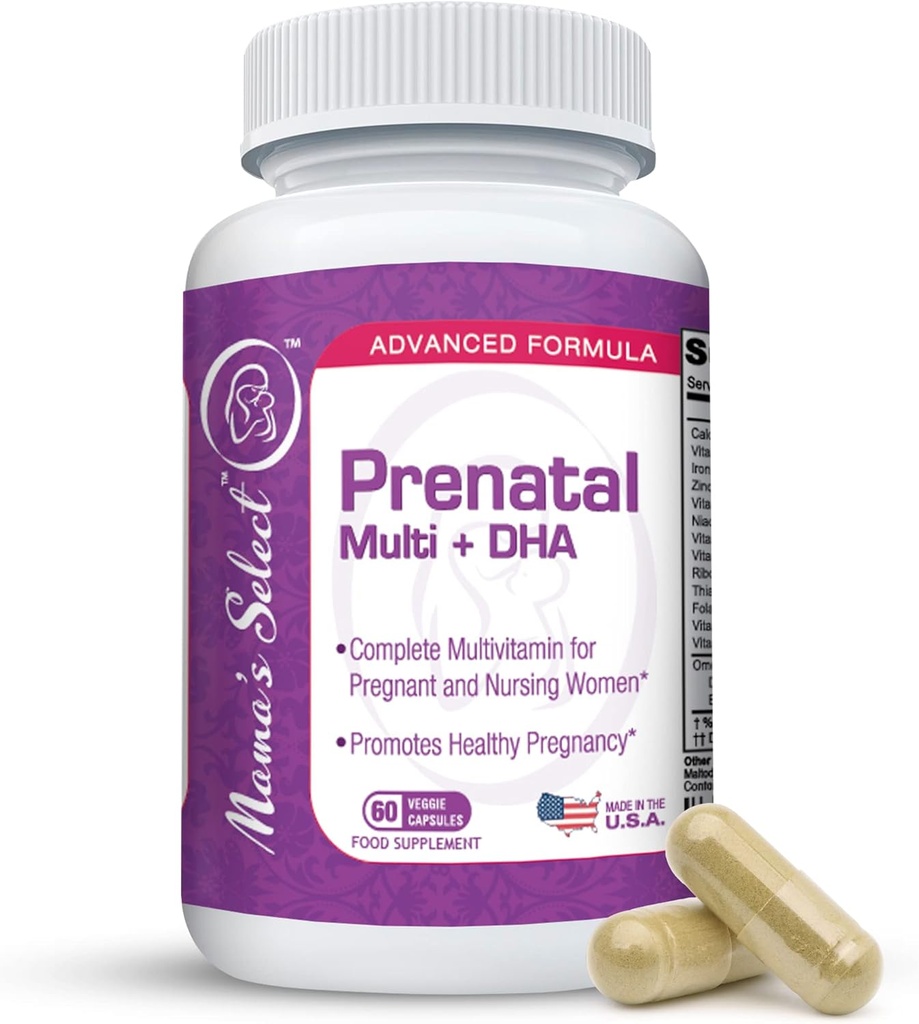 Mama's Select Prenatal Vitamins for Women with Iron, Vitamin D, DHA ve Hamile Kadınlar için Daha Fazlası - Stomach'ta Nazi, 60 Veggie Capsules
