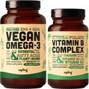 Vegan Omega 3 180 Softgels & Vegan Vitamin B Kompleksi - Plant-Based DHA & EPA Fatty Asits, Essential B1, B2, B3, B5, B6, B7, Folate