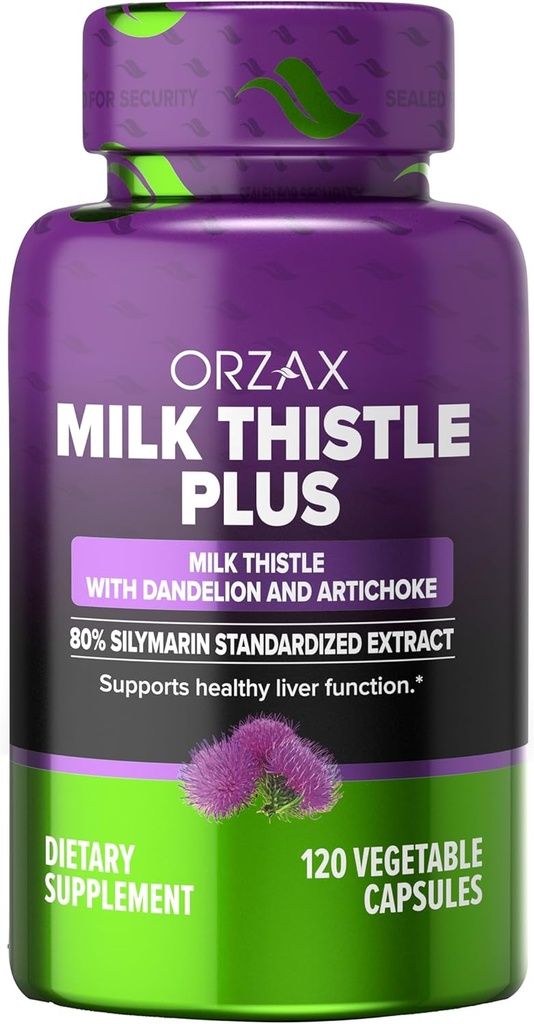 ORZAX Süt Butle 250 mg - Liver Cleanse Detox & Tamir Desteği - Herbal Supplement -% 80 Silymarin Standardized, Dandelion Root & Artichoke Extract - Vegan & Non-GMO - 120 Capsules - 120 Day Supply