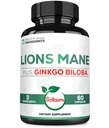 Lions Mane with Ginkgo Biloba Supplement - 60 Capsules - Extra Strength for Restful Mind, Brain Health, Immune System & Focus - Gluten-Free, Non-GMOMO