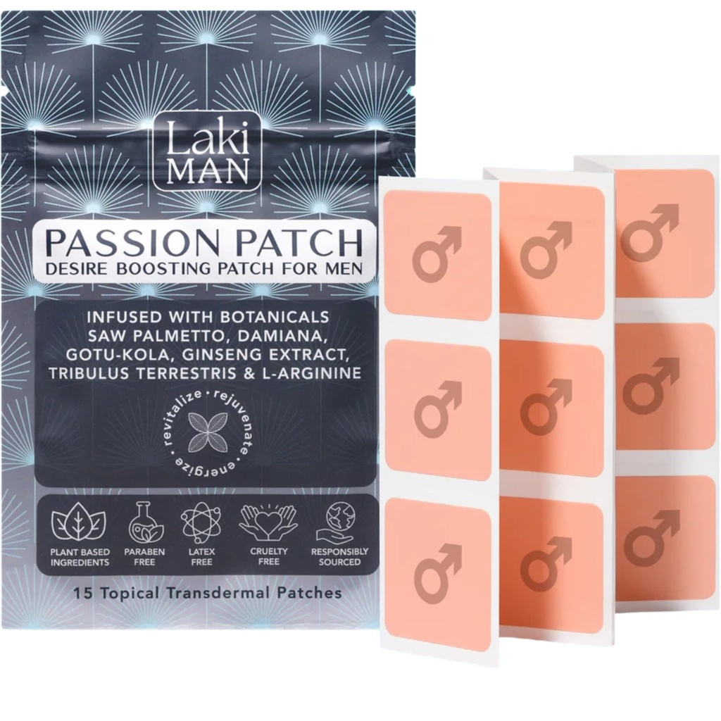 Laki Naturals Passion Patch for Men (Pack of 15) – The Circulation, Vitality, Vigour and Energy with Natural Materialss – Non-Habit Form, Time-Released Men's Health Wellness Patches