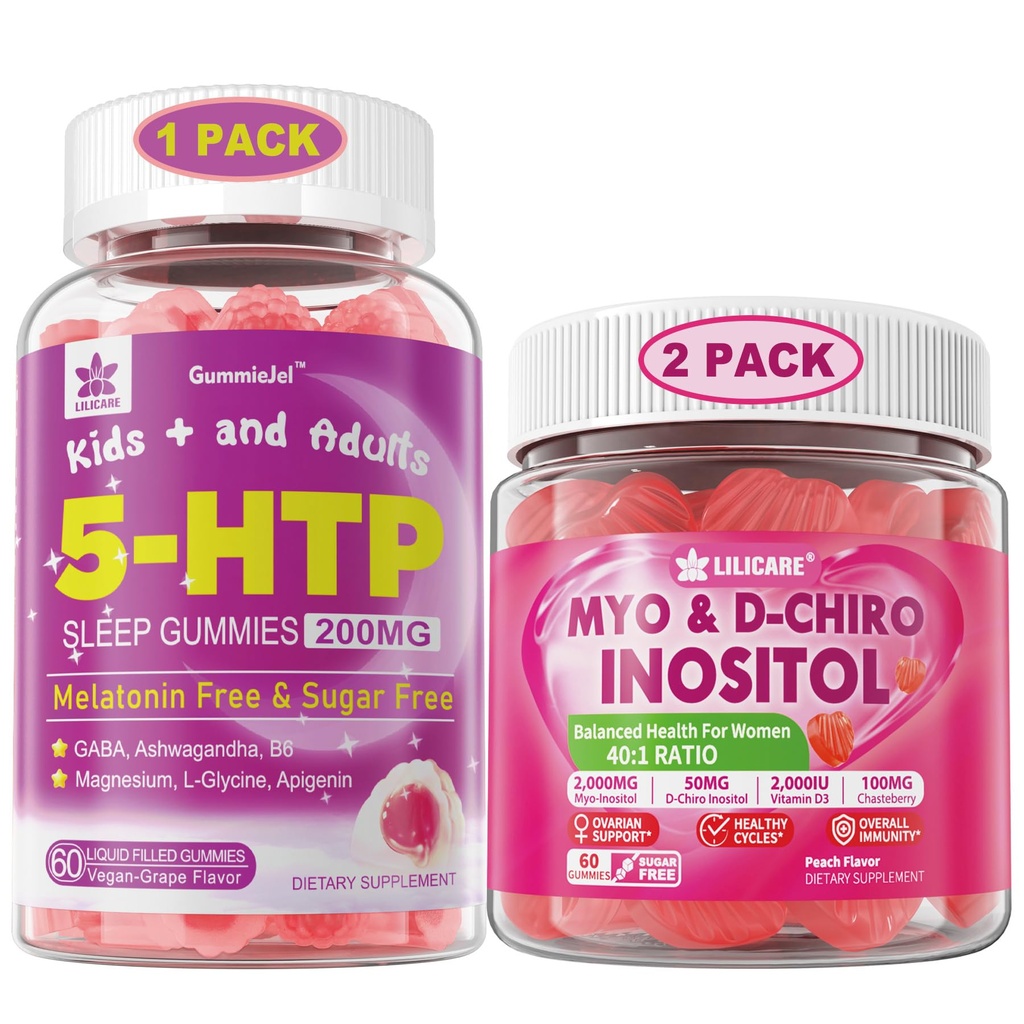 LILICARE Sche: 5HTP Gummies with Magnezyum Glycinate - Melatonin Free Sleep Gummies for Yetişkinler & Çocuklar 8+ & Inositol Gummies Ideal 40:1 Fiyatı Myo & D-Chiro Inositol Supplement