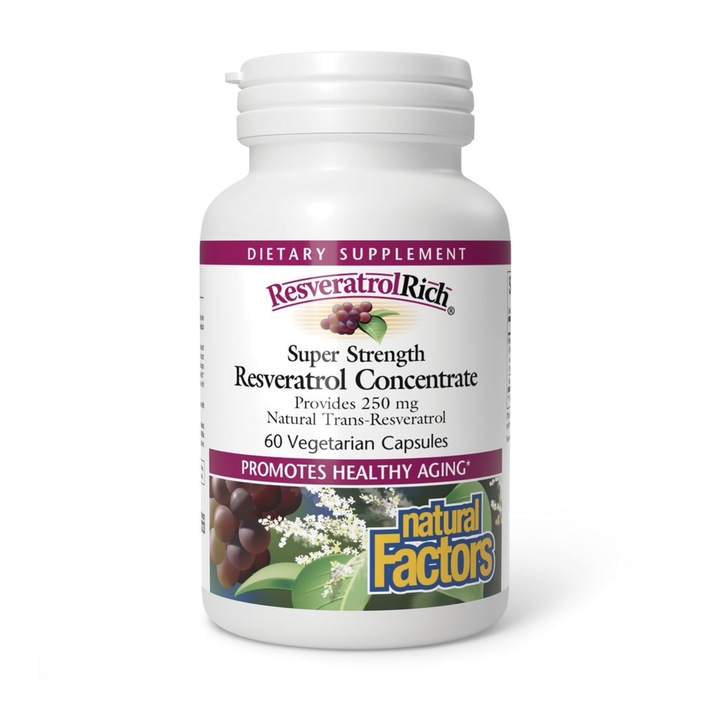 Doğal Faktörler Tarafından ResveratrolRich, Super Strength Resveratrol Yoğunluğu, Sağlıklı Ağlama, 60 kapsül (60 hizmet)