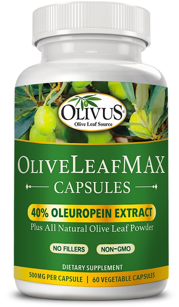 OliveLeafMAX Olive Leaf Extract (4% Oleuroepin) + Organik Zeytin Yemekleri Toz + No Fillers + 60 Vejetaryen Capsules + Kaynaklandı İspanya ve ABD'de GMP Tesisinde Üretildi