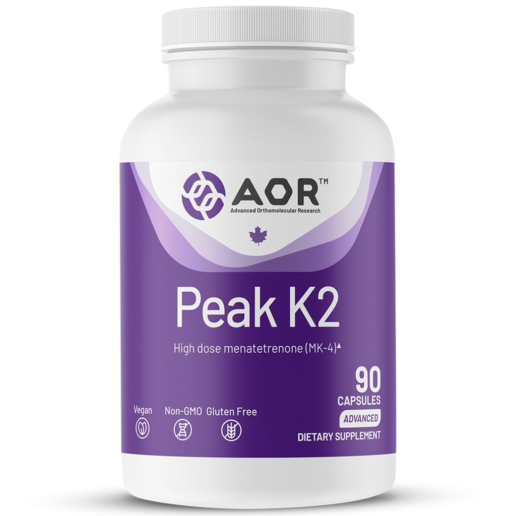 AOR, Peak K2, Bone and Cardiovascular Health and Normal Blood Clotting, Diyeter Supplement, 90 hizmet (90 kapsül)