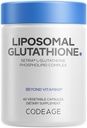 Kodage Liposomal Glutathione Supplement - Pure Reduced Setria L-Glutathione, Liposomal Delivery, Phospholipid Kompleks - Encapsated Glutathione Toz Pills - Vegan, Non-GMO - 60 Capsules