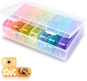 2- Bir Gün Pill Organizer - Büyük 7 Günlük Pill Vakası - Gıda Sınıfı Malzeme - Yüksek Cilt, Hareketli, Seyahat Dostu Tasarım - Tamamlayıcı için Mükemmel Pilleç