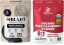 Orman Tozları Ultimate Vitality Sche: 5oz Shilajit Toz & 5oz Organik Wild Cranberry Toz - Enerji, Immune Support, Superfood Extracts For Baking, Smoothies, USDA sertifikalı