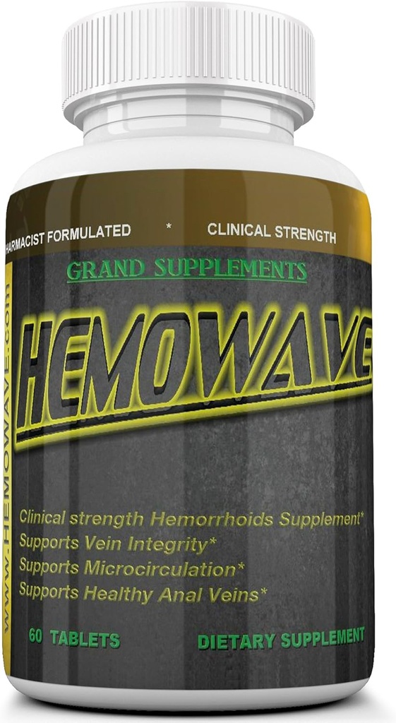 HEMOWAVE Hemorrhoid'e Doğal Yaklaşım ve Piller Swelling Relief. Eklenen Vitamin K. 60 Tabletler