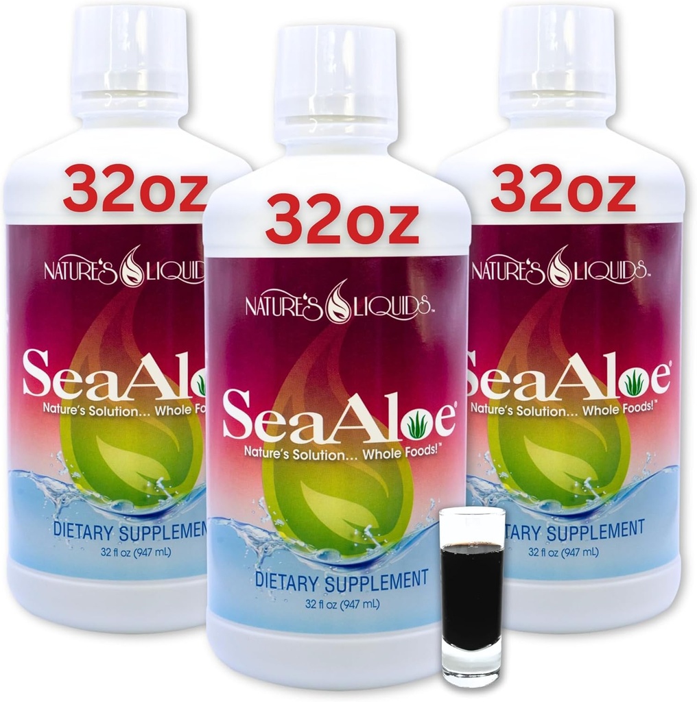 Nature's Liquids Aloe Vera Juice Oceanic Elixir - Proprietary Botanical Blend for Thyroid, Digestion and Immune Support, 32oz (Pack of 3)