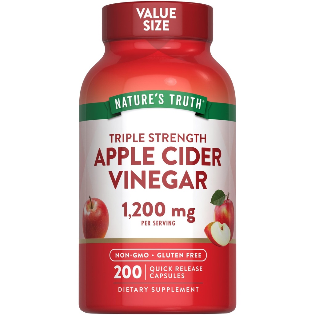 Nature's Truth Apple Cider Vinegar Capsules | 1200 mg | 200 Pills | Ekstra Güçlü | Değer Boyutu | Non-GMO, Gluten Free Supplement Supplement Supplement