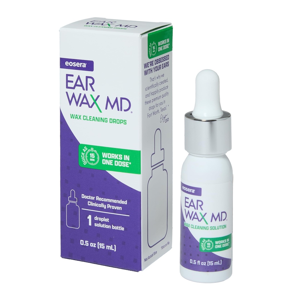 eosera® Ear Wax MD® - Ear Wax Removal Drops - Breaks Down & Dissolves Earwax in Just 1 Tedavisi - Doktor Önerilen & Klinik Proven - Gentle & Safe - 15mL