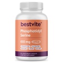 BESTVITE Phosphatidylserine 100 mg per Capsule (120 Vejetaryen Capsules) Sharp-PS® Green - Patentli ve Klinik Olarak Test Edildi - Stearate Free - Soy Free - Gluten Free - Vegan - Non GMO