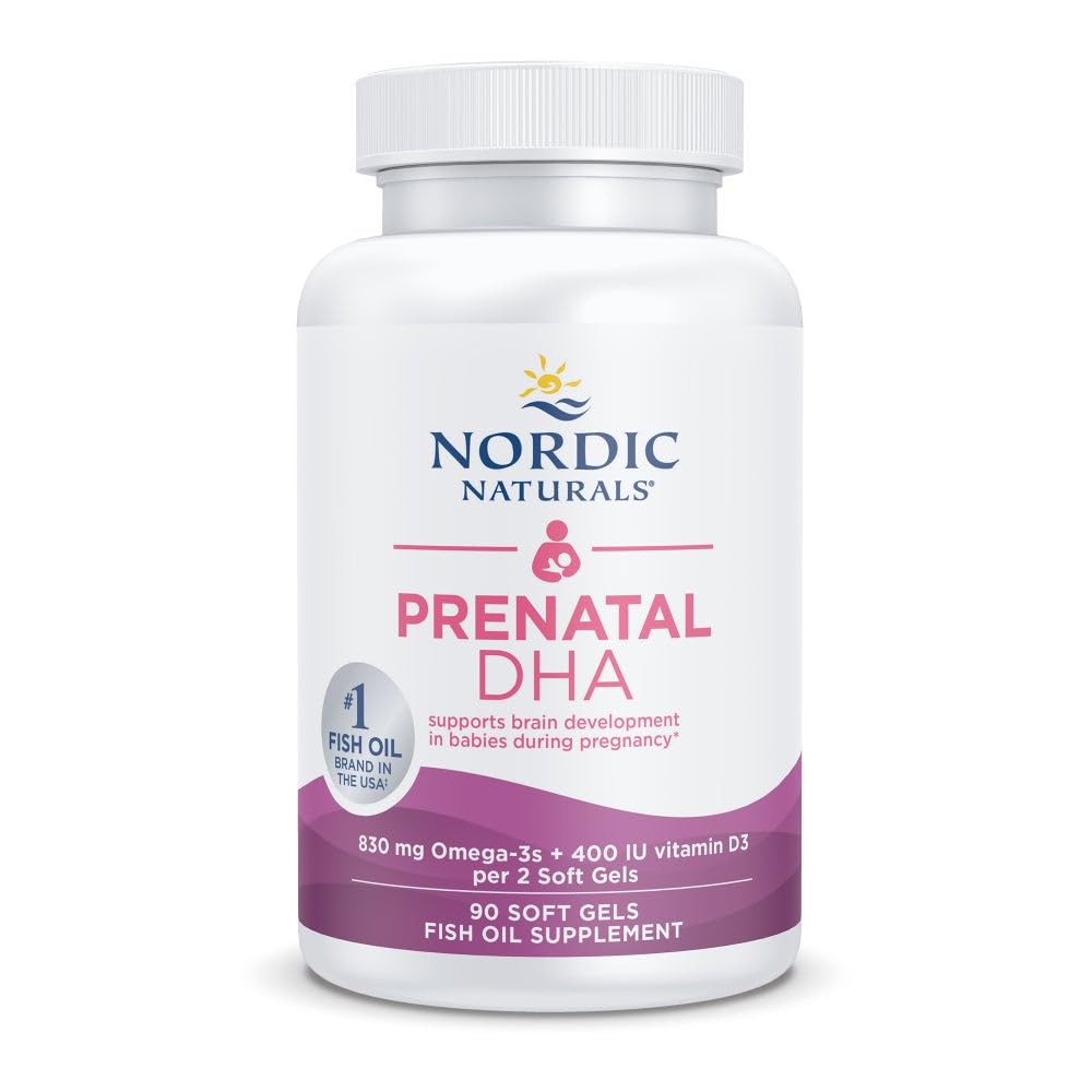 Nordic Naturals Prenatal DHA, Unflavored - 90 Soft Gels - 830 mg Omega-3 + 400 IU Vitamin D3 - Gecikme sırasında bebeklerde Beyin Gelişimi - Non-GMO - 45 Hizmetler