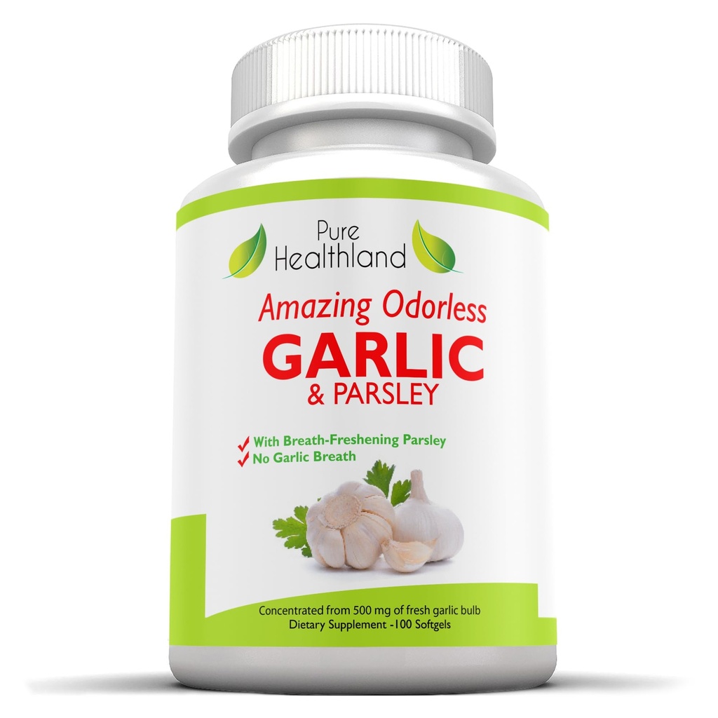 Odorless Bulb & Parsley Supplement Softgels - Fresh Bulb Bulbs'ten yoğunlaştı - Erkekler ve Kadınlar için Allium Sativum