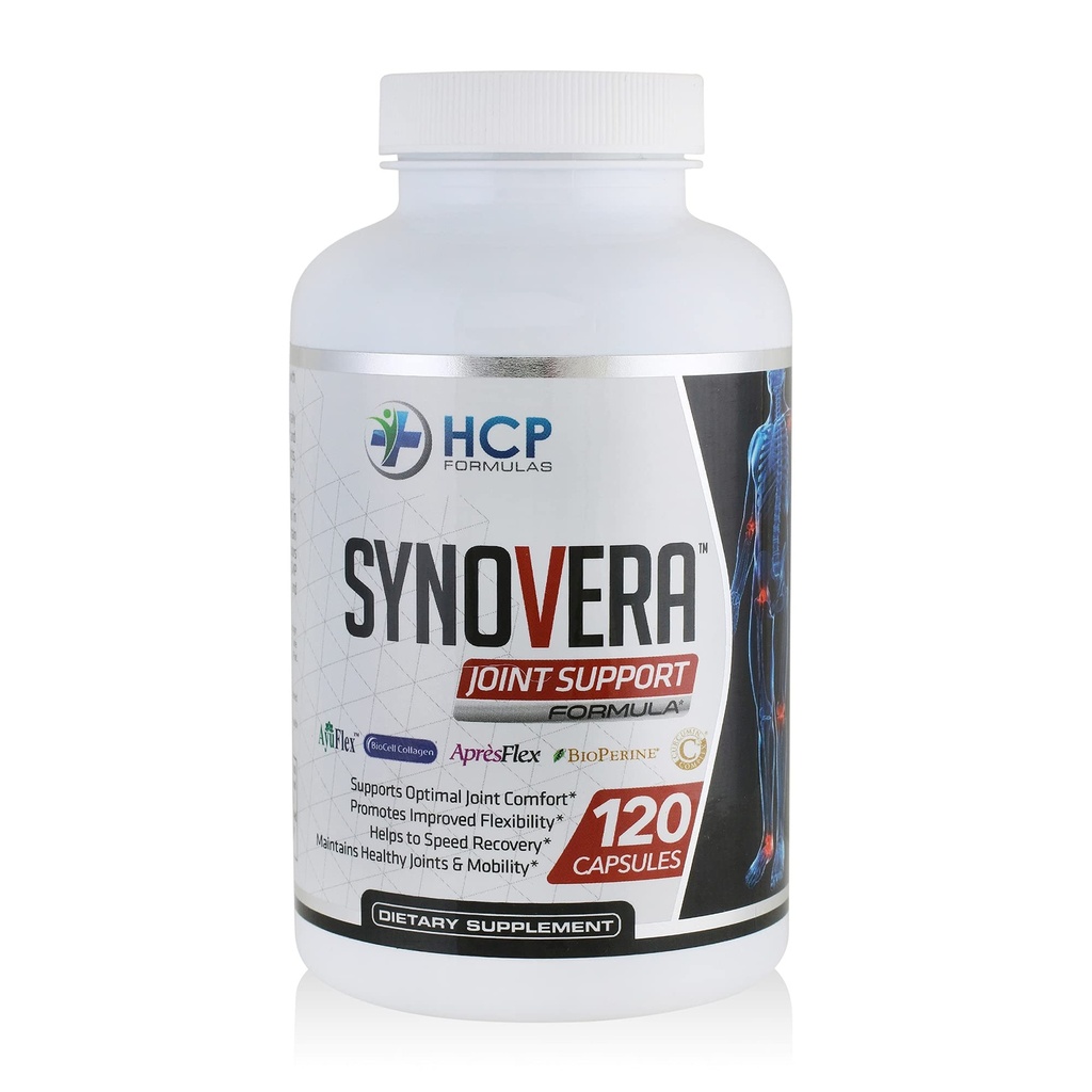 Synovera - Turmeric Extract & Collagen ile Ortak Destek Kompleksi - Hareketlilik ve esneklik - Sağlıklı Ortaklar, Tendon, Ligament ve Synovial Tound - Diyetary Supplement - 120 Caps