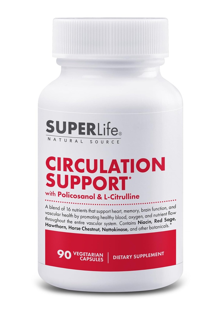 Circulation Support - Hawthorn Berry, Ginkgo Biloba, Butcher's Broom, Horse Chestnut, L-Arginine & Ginger Root | Sağlıklı Kan, Oksijen & Nutrient Flow | Tamam - 90 Capsules