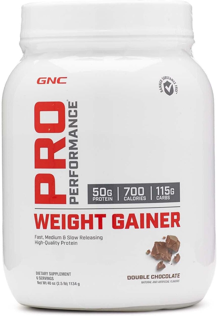 GNC Pro Performans Ağırlığı Protein Tozu, 50g proteini, Yüksek Calorie, 700 Calories, Supports Mass and Muscle Recovery, MCT, BCAA, 3rd Parti Test Edildi, Double, 6 Hizmet, 2.5 lbs