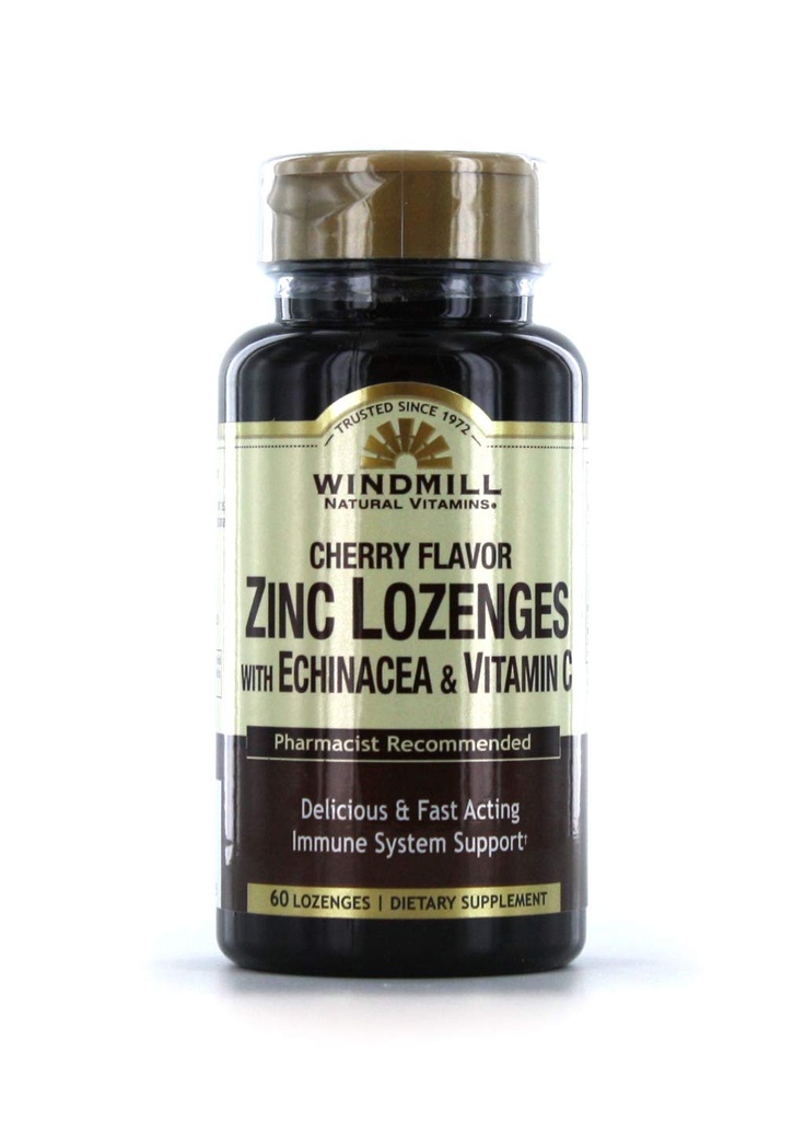 Windmill Vitaminleri Echinacea & Vitamin C - Cherry Flavor, 60 Lozenges, 60 Hizmet, 60 Sayı Kont