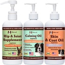 Natural Dog Company Wellness Bund$le for Dogs, Food Toppers, Liquid Supplements with (1) Skin & Coat Oil, (1) Sıvı Glucosamine, (1) Calming Oil