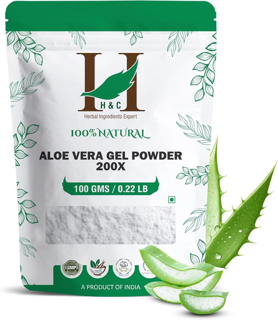 H&C Herbal Malzemeler Uzmanı %100 Pure Aloe Vera Gel gübre Toz 200X 100g | Güçlü Köklü Stimulator | Plant Immunity Builder
