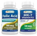 Best Naturals Folic Acid 800 mcg & Vitamin K2 (MK7) with D3