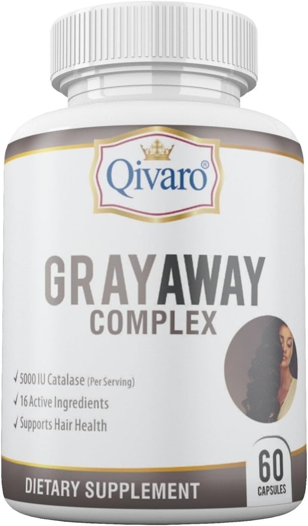 Gray Away Kompleksi - Doğal Saç Renk Restorasyonu için Gelişmiş Unisex Supplement - Erkekler ve Kadınlar için Graying - 60 Capsules