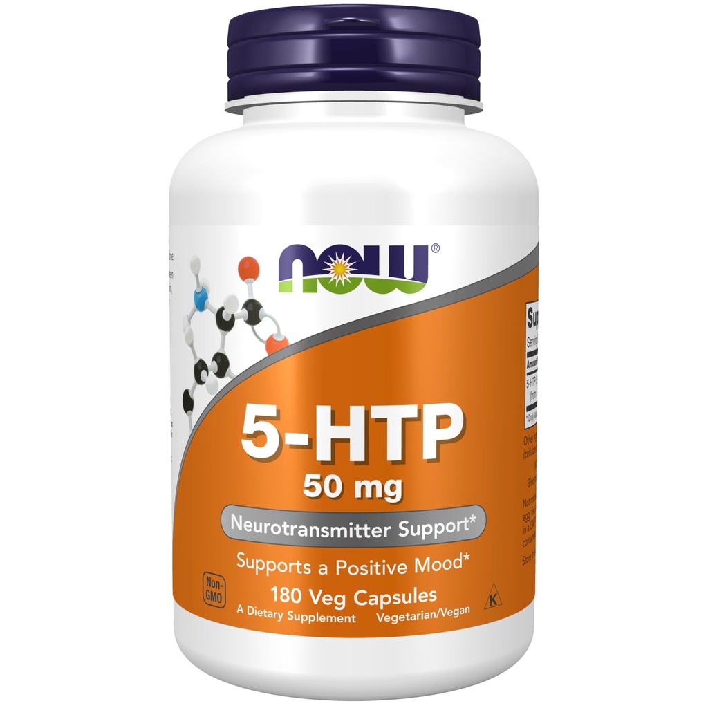 Şimdi Gıdalar Tamamlar, 5-HTP (5-hidrytryptophan) 50 mg, Nörotransmitter Desteği*, 180 Veg Capsules