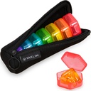 Küçük Pill Box, 7 Packs Travel Pill Case with Bag, Mini Pill Organizer for Pocket Purse, Daily Portable Medicine Vitamin Box, Fish Oil Box, Supplement Box
