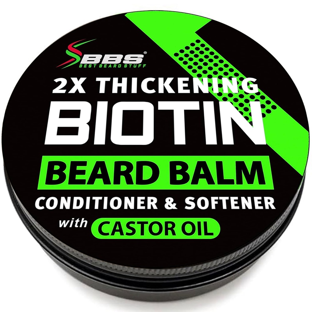 Erkekler için Biyotin Ayıd Balm - Ayılı ve Mustache için 2X Kalit - Temper Oil & Meadowfoam ile Organik Mustache Formları - Yüz Saç Büyüme Balm & Leave-In Durumer
