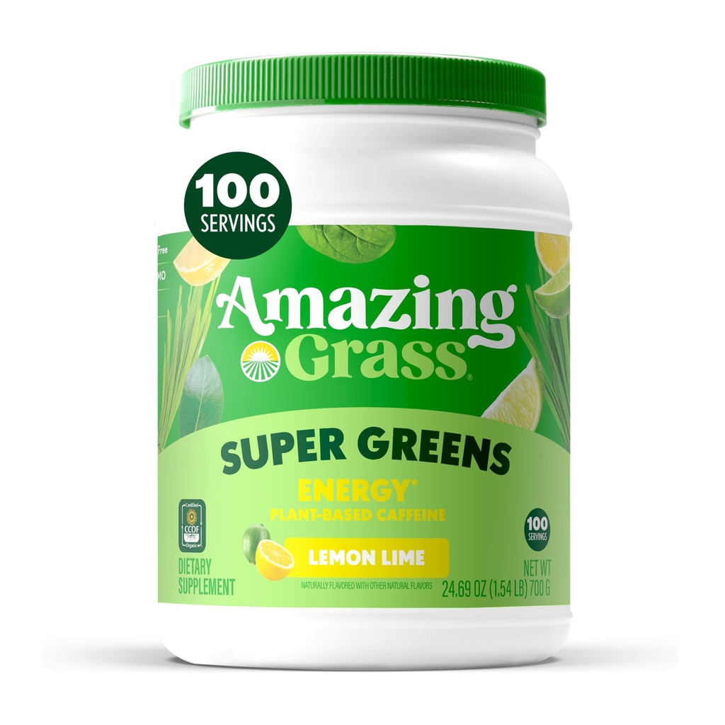 Amazing Grass Green Superfood Energy: Super Greens Toz & Plant Based Caffeine with Green Tea, Beet Root Toz & Flax Tohum, Lemon Lime, 100 Hizmet (Pazar Mayıs Vary)