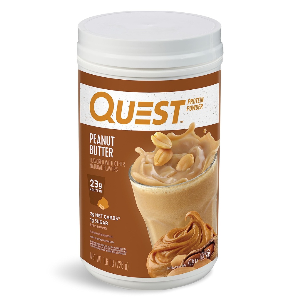 Quest Beslenme Peanut Butter Protein Toz, 23g Protein, 1g Sugar, Low Carb, Gluten Free, 1.6 Pound, 23 Hizmetler
