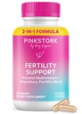 Pink Stork Ferttitude Supplements for Women | 2in-1 Conception Support with Inositol, Vitex & Vitamins | Çevrim Düzenliliği, Hormon Denge & Reproductive Wellness | 60 Capsules