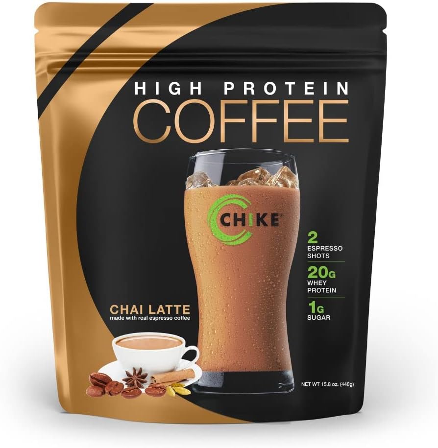 Chike Chai Latte Yüksek Protein Buzlu Kahve, 20 G Protein, 2 Shots Espresso, 1 G Sugar, Keto Friendly and Gluten Free, 14 Hizmetler (16 Ounce)