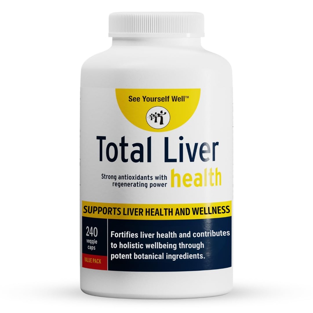 Kendinizi Well Total Liver Health Supplement ile Süt Butle, Dandelion Root, Yarrow, Burdock Root ve Artichoke - Liver Function Support için 240 Vegan Capsules