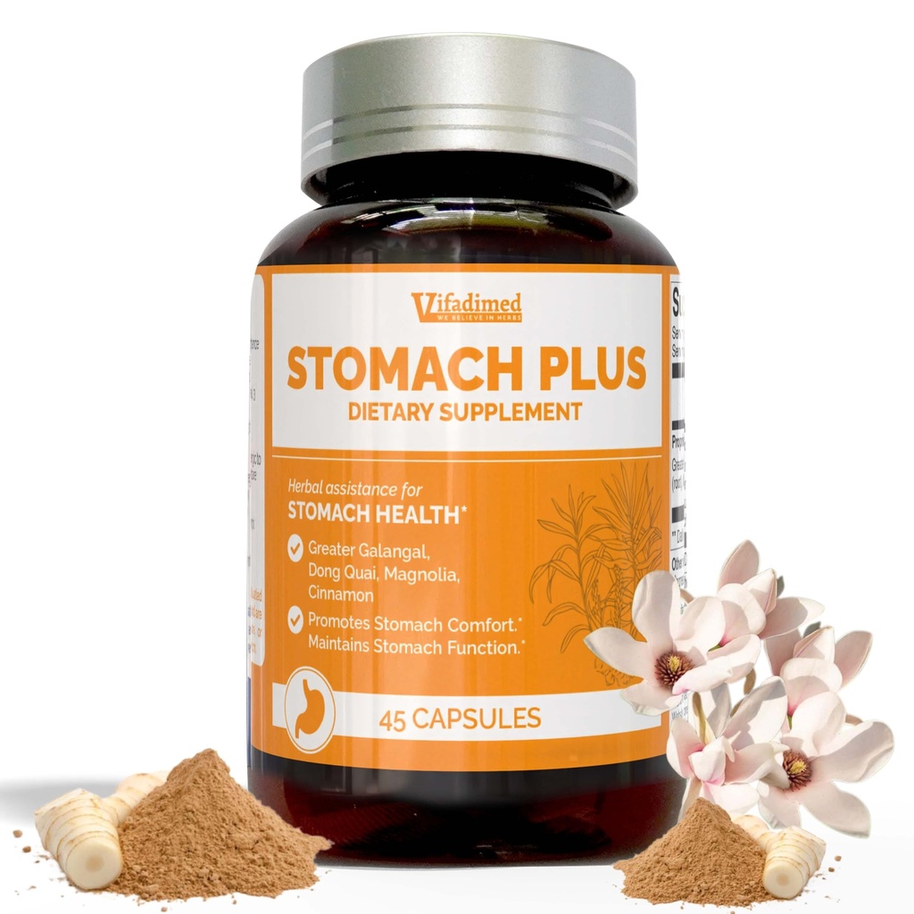 Stomach Plus-for Stomach, Gastritis, Stomach Lining Tamir, Asit Reflux, Heartburn, Indigestion, Galangal, Dong Quai, Cinnamon & Magnolia-45 Capsules