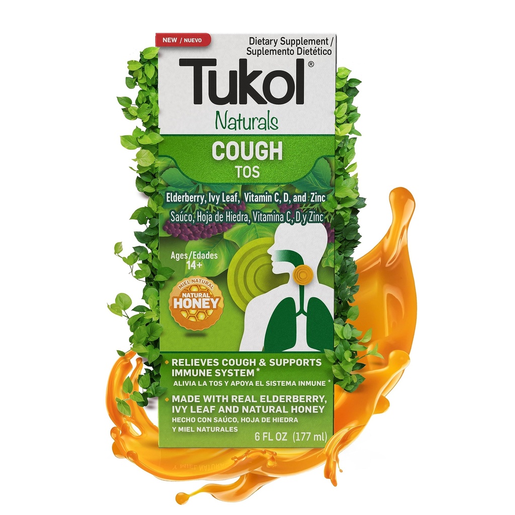 TUKOL Naturals Elder Syrup with Vitamin C, D, ve çinko, Immune Support Supplement with Natural Honey for Yetişkinler Youth & Herbal Elderberry Boost for Immunity & Antioksi Support, 6oz