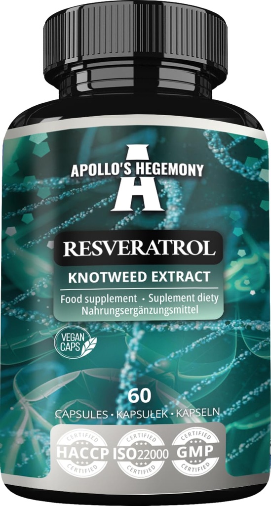 APOLLO'S HEGEMONY Resveratrol Yüksek Dose 400 mg - 60 Vegan Capsules - 2 Ay Supply -% 98 Trans-Resveratrol - Doğal Antioksit