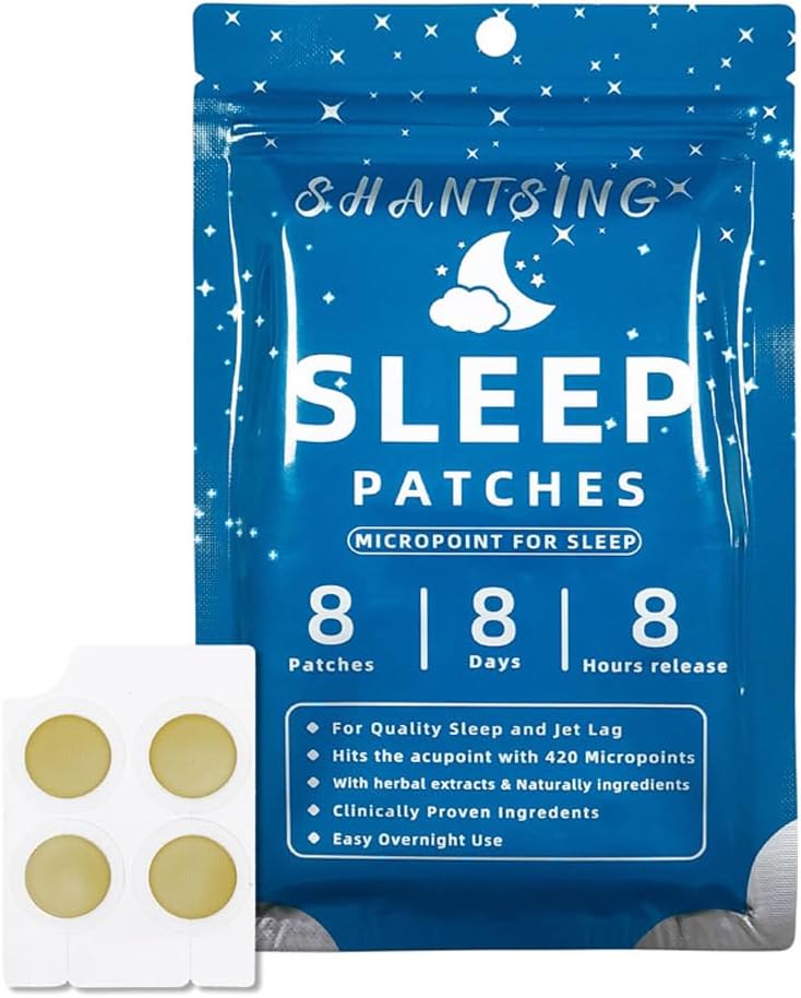 Yetişkinler için Sleep Patches, Jat Lag Sleep Aid Support Patches with 420 Hyaluronic Acid Micropoints, Uygulama Yintang, Anmian Acupoint, Sürekli olarak Four Weeks, Natural Herbal Malzemeler, 8 Count