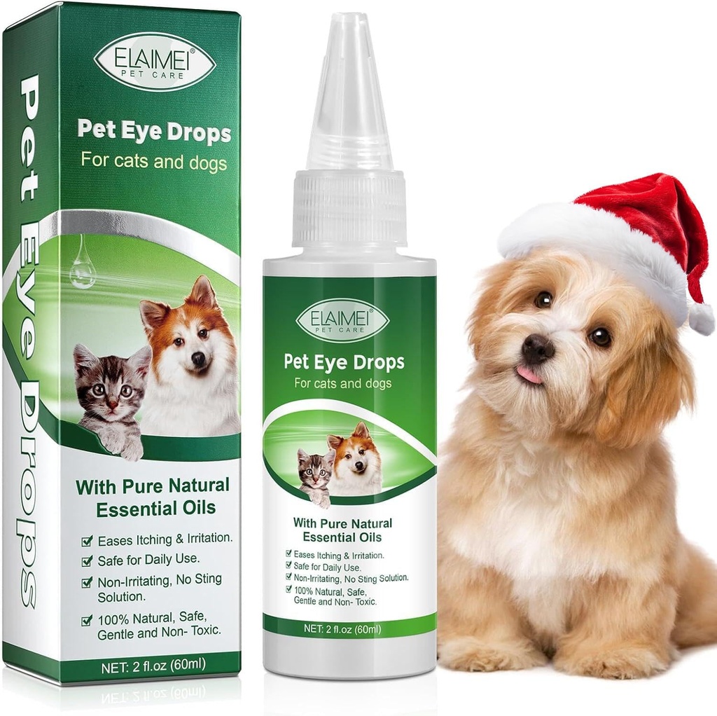 60ML Pet Eye Dog & Cat Relieve Eyes Itching & Irritation, Pink Eye & Allergies Belirtileri Güvenli ve Tüm Hayvanlar Için Özel Formula